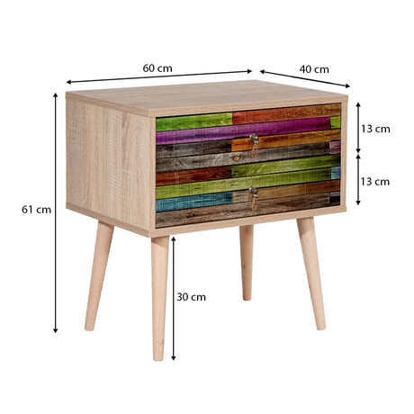 Κομοδίνο Soho Megapap από Μελαμίνη Χρώμα Sonoma 60x40x61εκ.