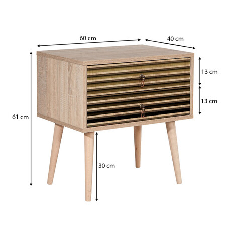 Κομοδίνο Soho Megapap από Μελαμίνη Χρώμα Sonoma 60x40x61εκ.