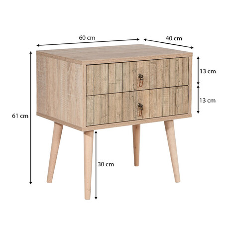 Κομοδίνο Soho Megapap από Μελαμίνη Χρώμα Sonoma 60x40x61εκ.