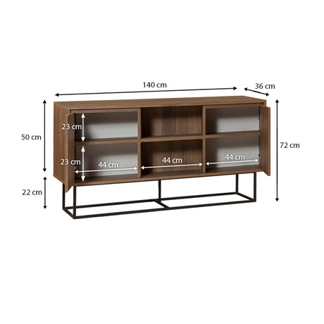 Μπουφές Amedeo Megapap από Μελαμίνη Χρώμα Καρυδί 140x36x72εκ.
