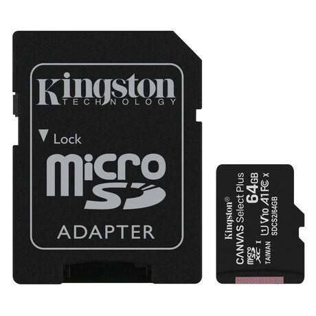 Kingston Micro Secure Digital 64gb Microsdxc Canvas Select Plus 80r Cl10 uhs-i Card + sd Adapter (Sdcs2/64gb)