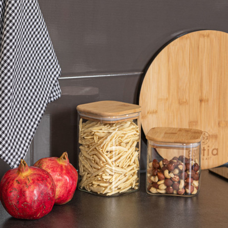 Estia Δοχειο Αποθηκευσης Bamboo Essentials 550ml Γυαλινο με Καπάκι Estia Δοχειο Αποθηκευσης Bamboo Essentials 550ml Γυαλινο με Καπάκι