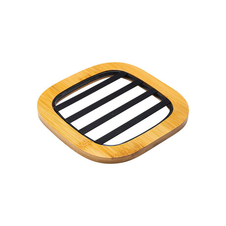 Estia Βαση Μαγειρικου Σκευους Bamboo Essentials Meταλλικη 17x17x1cm Μαυρο