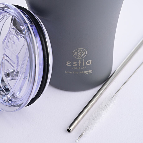 Estia Θερμος Coffee mug Save the Aegean 350ml Fjord Grey