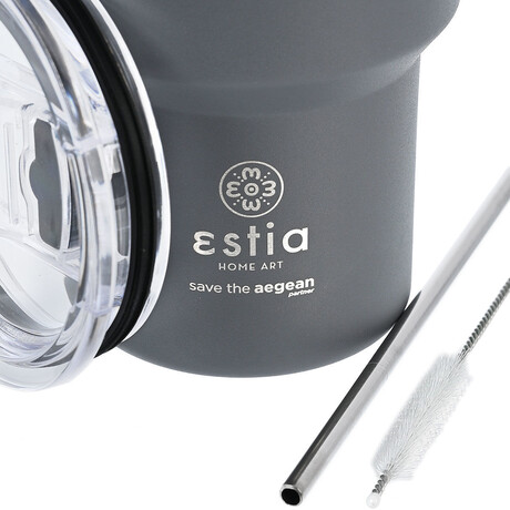 Estia Θερμος mug Lite Save the Aegean 400ml Fjord Grey