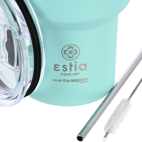 Estia Θερμος mug Lite Save the Aegean 400ml Bermuda Green