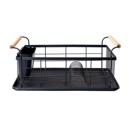 Estia Πιατοθηκη Bamboo Essentials Μεταλλικη με Λαβες 44x32x20cm Μαυρη