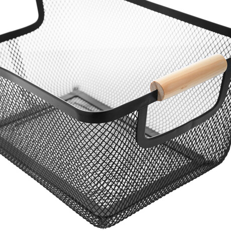 Estia Καλαθι Οργανωσης Bamboo Essentials Μεταλλικο με Ξυλινες Λαβες 30x21x14cm