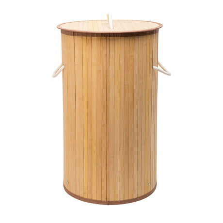 Estia Καλαθι Απλυτων Bamboo Essentials Πτυσσομενο Στρογγυλο 57lt