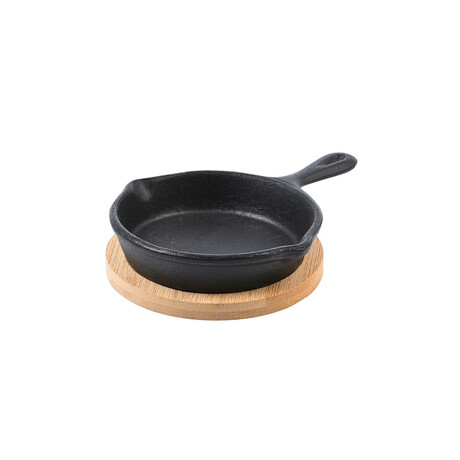 Estia Τηγανι Σερβιρισματος Iron Mantemenio 10cm με Βαση Bamboo