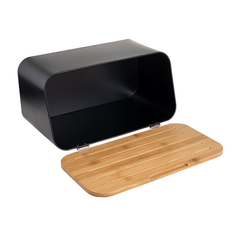Estia Ψωμιερα Bamboo Essentials Μεταλλικη με Καπακι 34.5x19x17cm Μαυρη