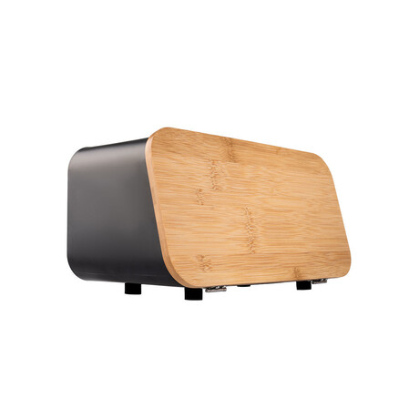 Estia Ψωμιερα Bamboo Essentials Μεταλλικη με Καπακι 34.5x19x17cm Μαυρη