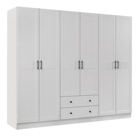 Ντουλάπα Ρούχων Jenna Megapap Εξάφυλλη Χρώμα Λευκό 210x50x182εκ.