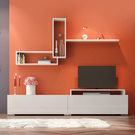 Σύνθεση Τηλεόρασης Odessa Megapap Χρώμα Λευκό 180x37x47εκ.