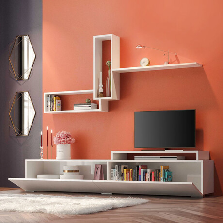 Σύνθεση Τηλεόρασης Odessa Megapap Χρώμα Λευκό 180x37x47εκ.
