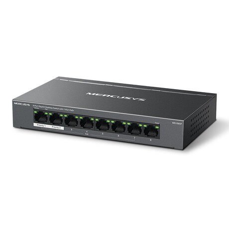 Mercusys Desktop Switch Ms108gp, 8x 10/100/1000 Mbps, Poe+, Ver. 1.0