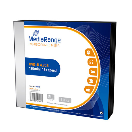 Mediarange Dvd+r 120' 4.7gb 16x Slim Case x 5 (Mr419)