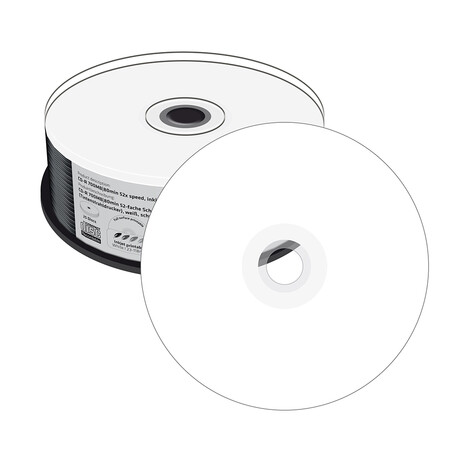 Mediarange cd-r 700mb|80min 52x Speed, Inkjet Fullsurface Printable, Black Dye, Cake 25 (Mr241)