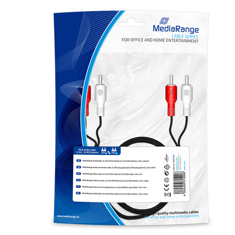 Καλώδιο Mediarange Audio Connection, 2x rca Plug (Phono)/2x rca Plug (Phono), 2.5m, Black (Mrcs128)