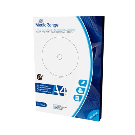 Mediarange Labels for Cd/dvd/bd 15-118mm High-Glossy (100 Pack) (Mrink132)