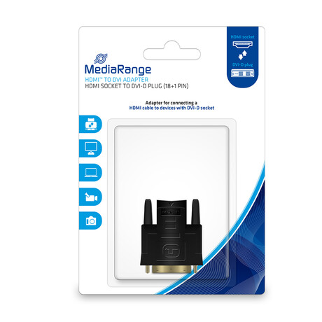 Mediarange Hdmi to dvi Adapter, Gold-Plated, Hdmi Socket/dvi-d Plug (18+1 Pin), Black (Mrcs170)