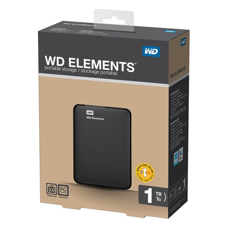 Western Digital Elements Portable 1tb usb 3.0 (Black 2.5") (Wdbuzg0010bbk-Wesn)