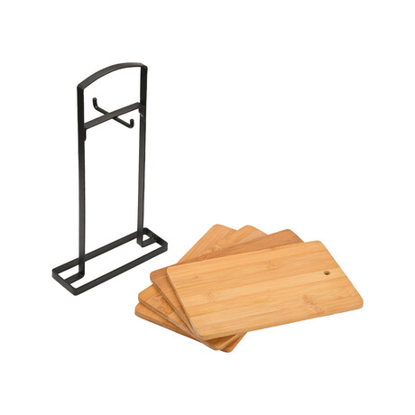 Estia σετ Επιφανειες Κοπης Bamboo Essentials 4 τεμ με Βαση Μεταλλικη