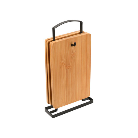 Estia σετ Επιφανειες Κοπης Bamboo Essentials 4 τεμ με Βαση Μεταλλικη