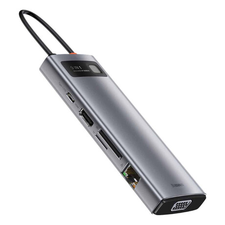 Baseus Gleam usb-c Docking Station με Hdmi 4k pd Ethernet και Συνδεση 2 Οθονών Γκρι (Cahub-Cu0g) (Bascahub-Cu0g)