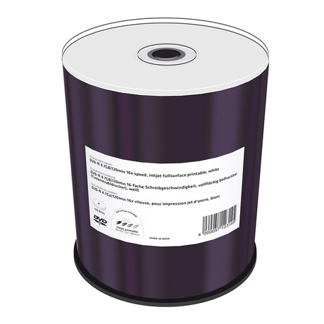 Mediarange dvd-r 4.7gb|120min 16x Speed, Inkjet Fullsurface Printable, Cake 100 (Mr413)