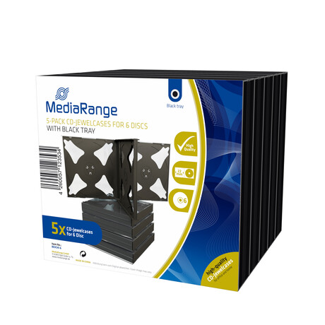 Mediarange cd Jewelcase for 6 Discs 22mm Black Pack 5 (Mrbox34-6)