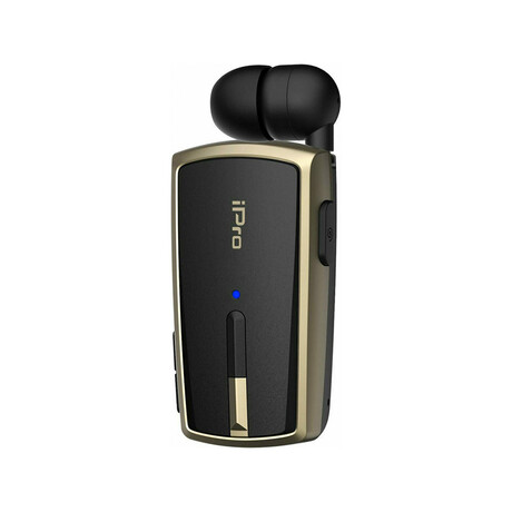 Ακουστικό Bluetooth Ipro Rh120 Retractable Μαύρο-Χρυσο (Rh120bgo) (Iprorh120bgo)