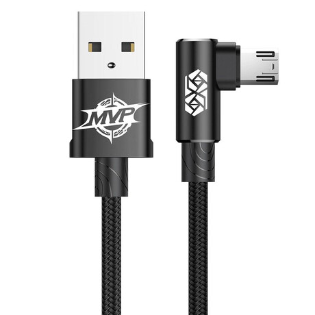 Baseus mvp Elbow Cable usb to Micro usb 2a 1m - Black (Cammvp-B01) (Bascammvp-B01)