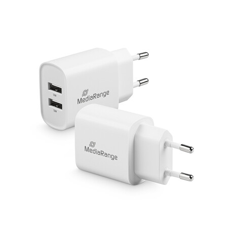 Mediarange 12w Charger With two usb-a Outputs, White (Mrma114)