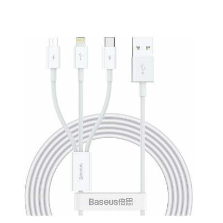 Baseus Superior Series Regular usb to Type-c / Lightning / Micro usb Cable 3.5a Λευκό 1.5m (Camltys-02) (Bascamltys02)