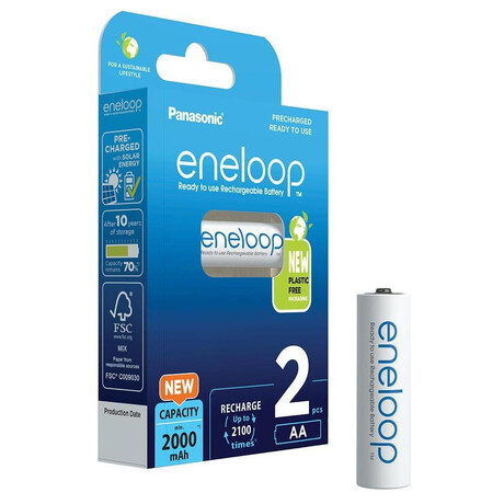 Panasonic Eneloop r6 Επαναφορτιζόμενες Μπαταρίες aa 2000mah 2τμχ (38261653) (Pan38261653)