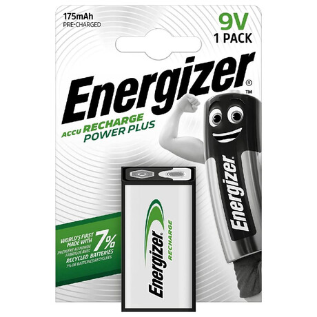 Energizer Power Plus Επαναφορτιζόμενη Μπαταρία 9v ni-mh 175mah 1τμχ (4956130) (Ene4956130)