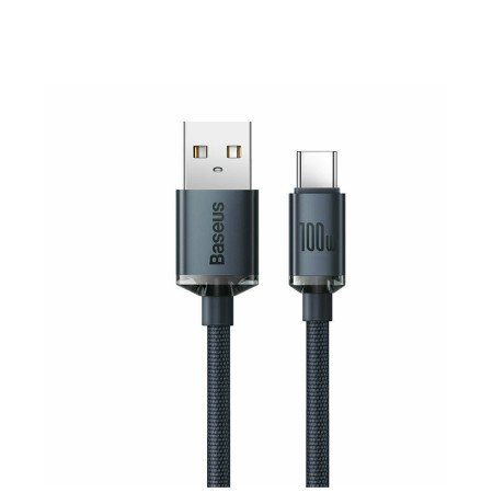 Baseus Crystal Shine Braided usb 2.0 Cable usb-c Male - usb-a Male Μαύρο 2m (Cajy000501) (Bascajy000501)
