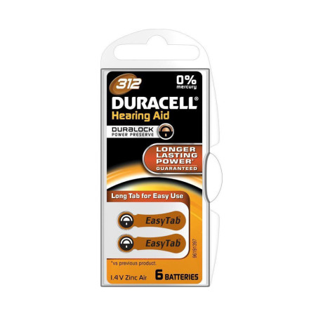 Duracell Activair Μπαταρίες Ακουστικών Βαρηκοΐας 312 1.4v 6τμχ (Aca312mf) (Duraca312mf)