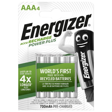 Energizer Power Plus Επαναφορτιζόμενες Μπαταρίες aaa ni-mh 700mah 1.2v 4τμχ (8218980) (Ene8218980)