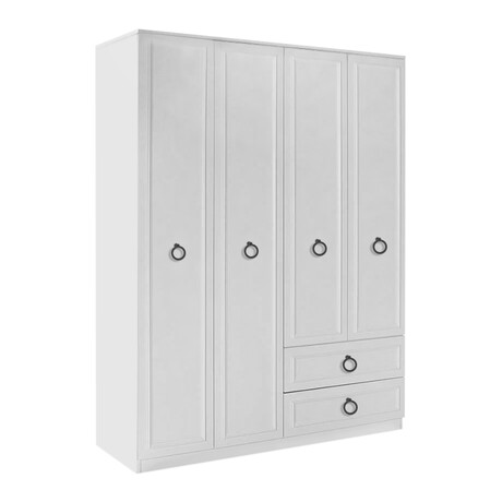 Ντουλάπα Ρούχων Hampton Megapap Τετράφυλλη Χρώμα Λευκό 140x52x185εκ.