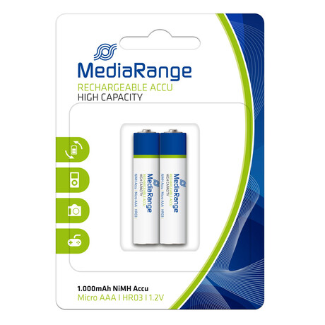 Επαναφορτιζόμενη Μπαταρία Mediarange High Cap. Nimh Accus aaa 1.2v (Hr03) (2 Pack) (Mrbat122)