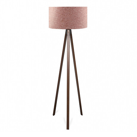 Φωτιστικό Δαπέδου Rosling Megapap Mdf/ύφασμα pvc Χρώμα Καρυδί - Dusty Rose 38x38x140εκ.