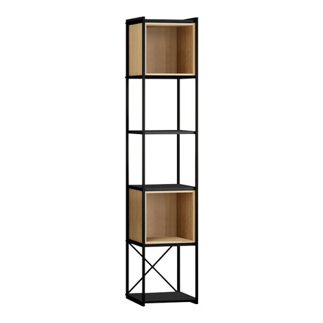 Βιβλιοθήκη Vale Mini Megapap Χρώμα Silky Black - Sapphire oak 36,2x39x179εκ.