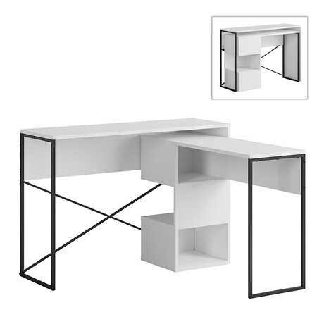 Γραφείο Εργασίας Πολυμορφικό Badau Megapap Χρώμα Λευκό 110x37,2x77εκ. Γραφείο Εργασίας Πολυμορφικό Badau Megapap Χρώμα Λευκό 110x37,2x77εκ.