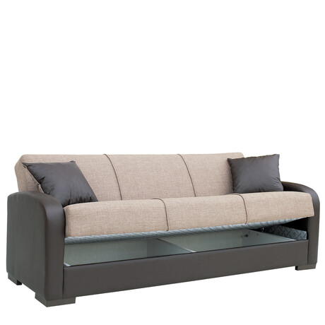 Καναπές Κρεβάτι Τριθέσιος ArteLibre MARTINI Καφέ PU 225x87x90cm