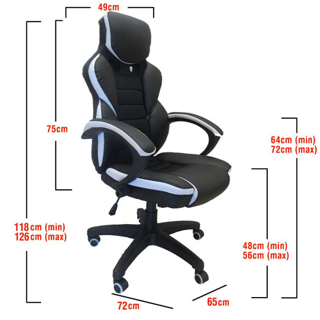 Καρέκλα Γραφείου ArteLibre Gaming ΚΛΕΟΝΙΚΗ Μαύρο/Λευκό 65x72x118-126cm