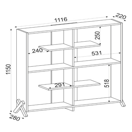 Βιβλιοθήκη ArteLibre Kos Σκούρο Καφέ 112x22x115cm