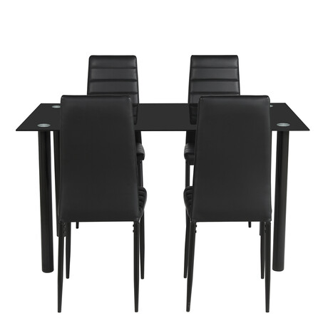 Σετ Τραπεζαρίας (4+1) ArteLibre TAGETES Μαύρο 120x70x75cm