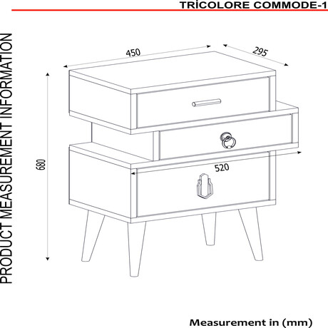 Κομοδίνο ArteLibre KIMOLOS Λευκό/Φυσικό/Καφέ 52x30x68cm